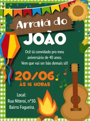 Convite Aniversário Festa Junina Arraiá para Editar Online