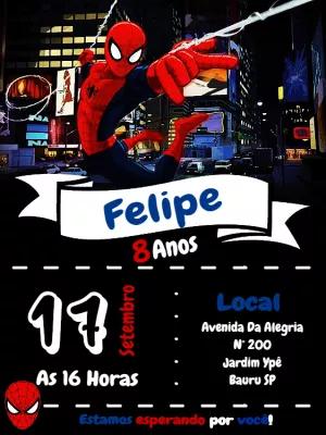 Convite de Aniversário Homem Aranha para Editar Online