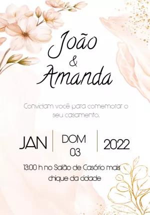 Convite de Casamento Floral Elegante para Editar Online