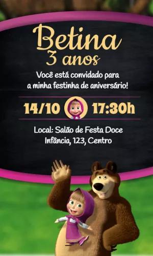 Convite de Aniversário Masha e o Urso para Editar Online