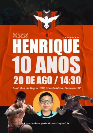 Convite Aniversário Free Fire com Foto para Editar Online