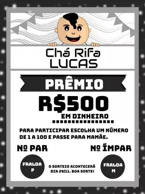 Convite Chá Rifa Menino para Editar Online e Personalizar