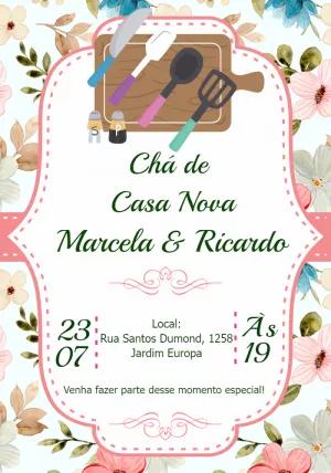 Convite Chá de Casa Nova Floral para Editar Online