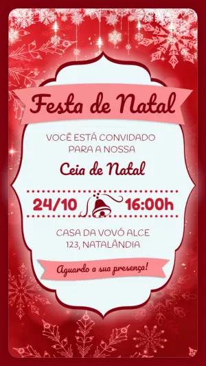 Convite para Ceia de Natal Vermelho Editável Online