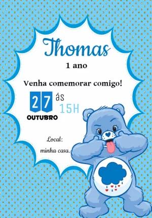Convite Aniversário Ursinhos Carinhosos Zangadinho para Editar