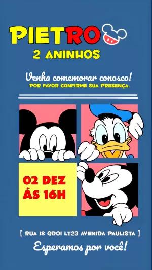 Convite de Aniversário Mickey Mouse para Editar Online