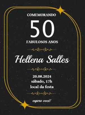Convite de Aniversário Adulto Dourado e Preto para Editar