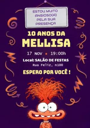 Convite Aniversário Ansiedade Divertida Mente para Editar Online