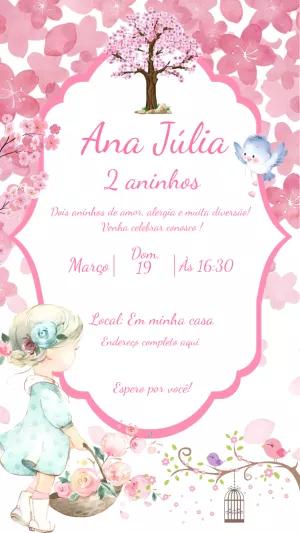 Convite Aniversário Jardim Encantado para Editar Online