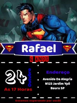 Convite de Aniversário Super Homem para Editar Online