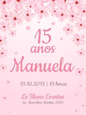 Convite 15 anos com Flores de Cerejeira Clássico para Editar