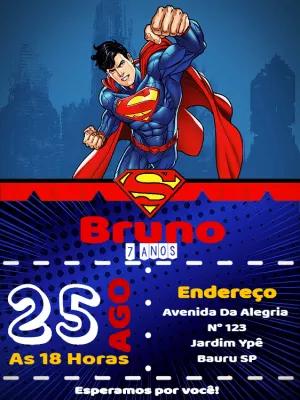 Convite de Aniversário Super Homem para Editar Online