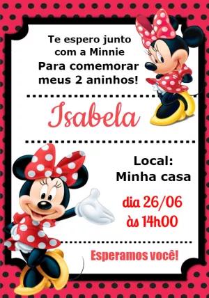 Convite de Aniversário Minnie Mouse para Editar Online