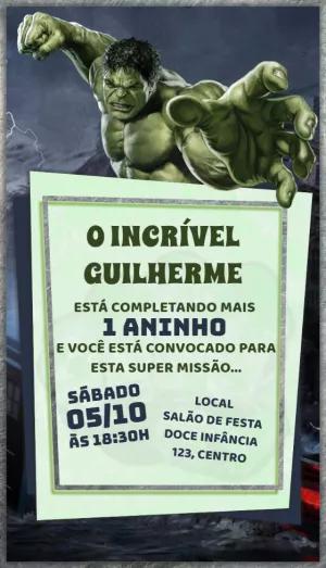 Convite de Aniversário Incrível Hulk para Editar Online