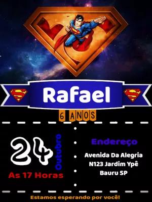 Convite Aniversário Super Homem para Editar Online