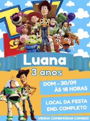 Convite de Aniversário Toy Story com Personagens para Editar