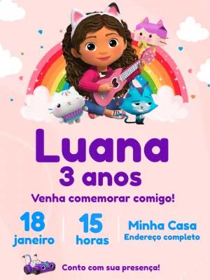 Convite de Aniversário A Casa Mágica da Gabby para Editar