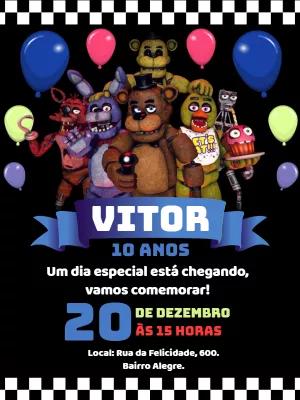 Convite de Aniversário Five Nights at Freddy's para Editar