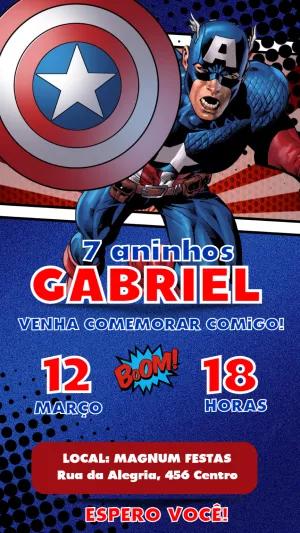 Convite de Aniversário Capitão América para Editar Online