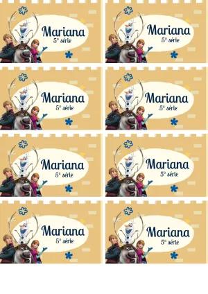 Etiqueta Escolar Frozen com Personagens para Editar Online