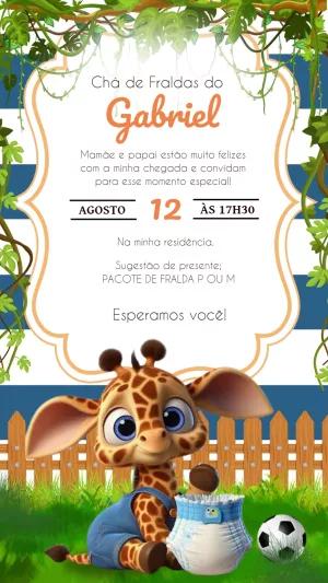 Convite Chá de Bebê Girafinha Safari para Editar Online