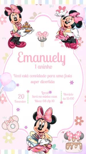 Convite Aniversário Minnie Confeiteira para Editar Online