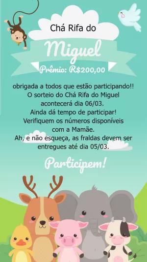 Convite Chá Rifa Safari Baby com Animais para Editar Online