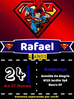 Convite de Aniversário Super Homem para Editar Online