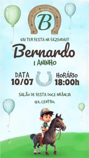 Convite Aniversário Fazendinha Aquarela para Editar Online