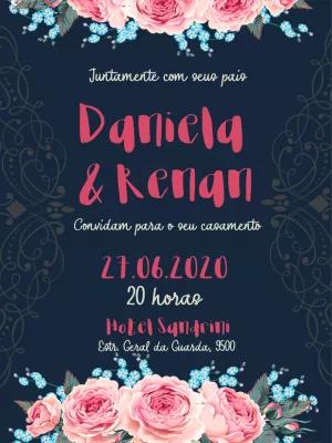 Convite de Casamento Floral Romântico para Editar Online