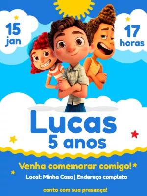 Convite de Aniversário Luca Disney para Editar Online