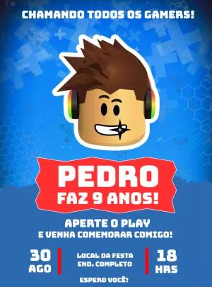 Convite de Aniversário Roblox Gamer para Editar Online
