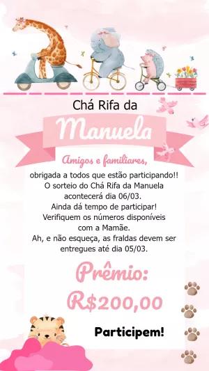 Convite Chá Rifa Safari Menina com Animais para Editar Online