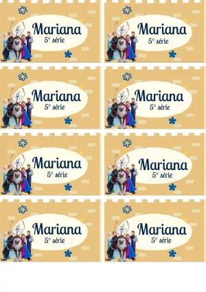 Etiqueta Escolar Frozen com Personagens para Editar Online