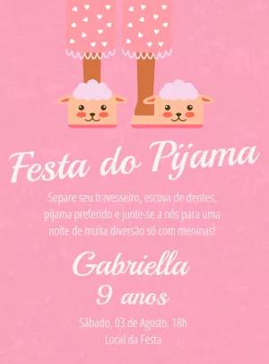 Convite Festa do Pijama Rosa com Ovelhinhas para Editar Online