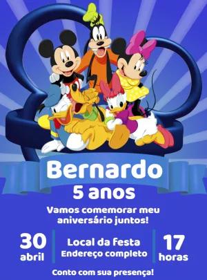 Convite de Aniversário Turma do Mickey para Editar Online