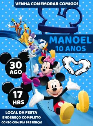 Convite de Aniversário Turma do Mickey para Editar Online