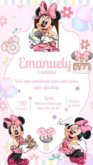 Convite Aniversário Minnie Confeiteira para Editar Online