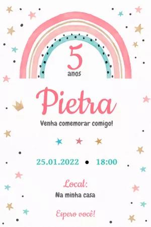 Convite de Aniversário Arco-Íris Delicado para Editar Online