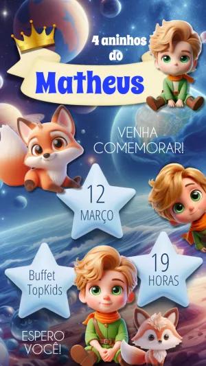 Convite de Aniversário O Pequeno Príncipe Editável Online