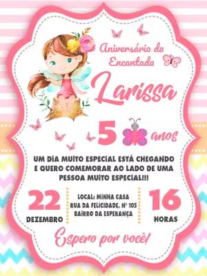Convite Aniversário Jardim Encantado com Fada para Editar