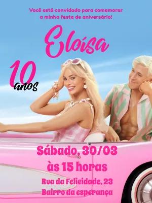 Convite Aniversário Barbie Filme para Editar Online e Imprimir