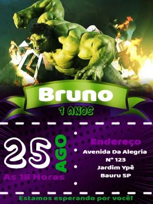 Convite de Aniversário Incrível Hulk para Editar Online