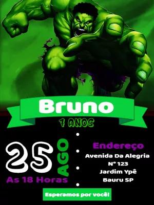 Convite Aniversário O Incrível Hulk Editável Online para Imprimir