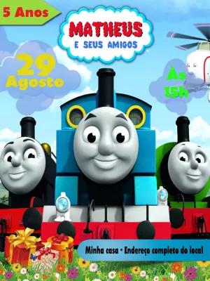 Convite de Aniversário Thomas e Seus Amigos para Editar Online