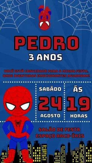 Convite de Aniversário Homem Aranha para Editar Online