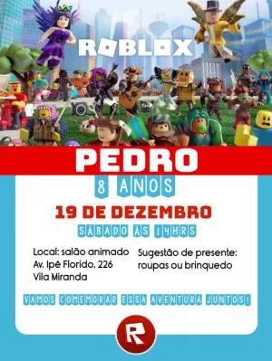 Convite de Aniversário Roblox com Personagens para Editar Online