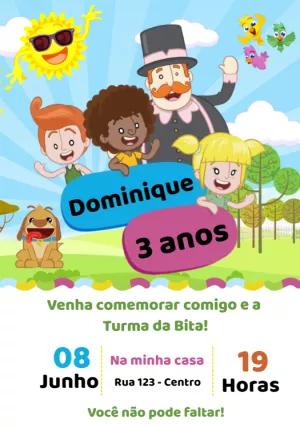 Convite de Aniversário Mundo Bita para Editar Online