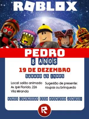 Convite de Aniversário Roblox com Personagens para Editar