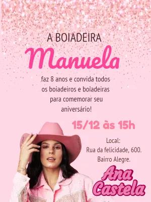 Convite Aniversário Ana Castela Boiadeira para Editar Online